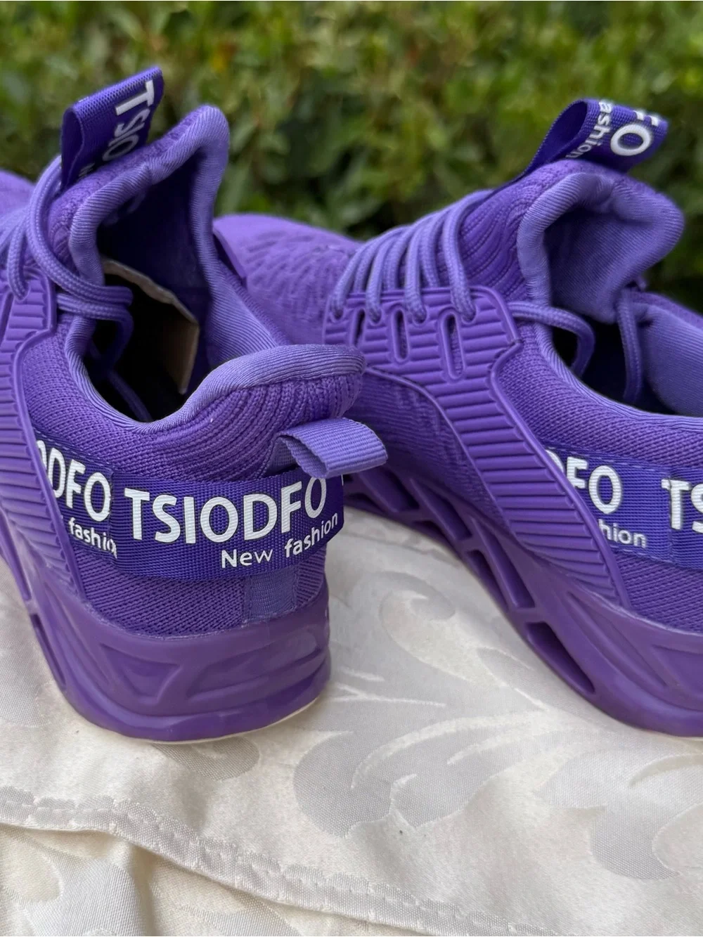 💜TSIODFO Women’s Purple Knit Sneakers Chunky Sole Athletic Walking Shoes 6.5